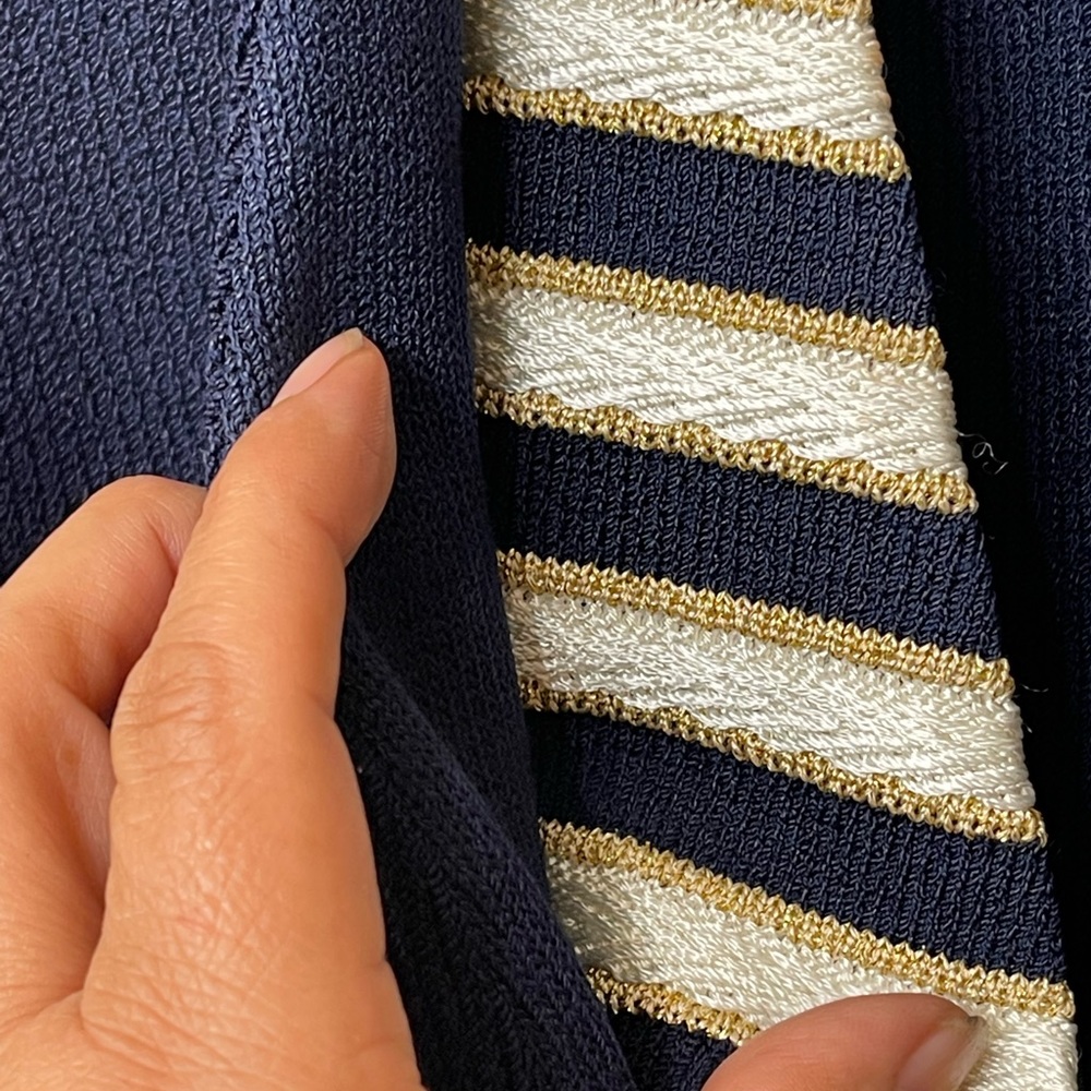 St. John collection Layered wool knit blue gold blazer/coat size 12 - Picture 10 of 16